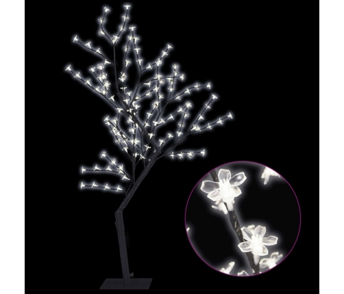 Árbol de Navidad 128 LEDs blanco frío flores de cerezo 120 cm