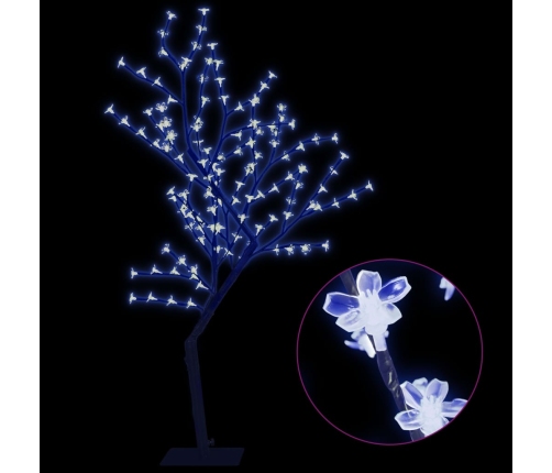 Árbol de Navidad 128 LEDs luz azul fría flores de cerezo 120 cm