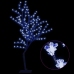 Árbol de Navidad 128 LEDs luz azul fría flores de cerezo 120 cm