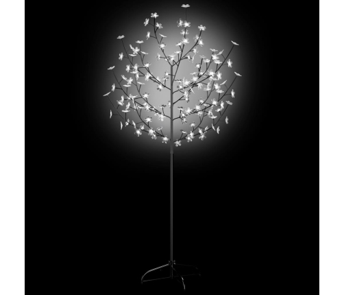 Árbol de Navidad 120 LEDs blanco frío flores de cerezo 150 cm