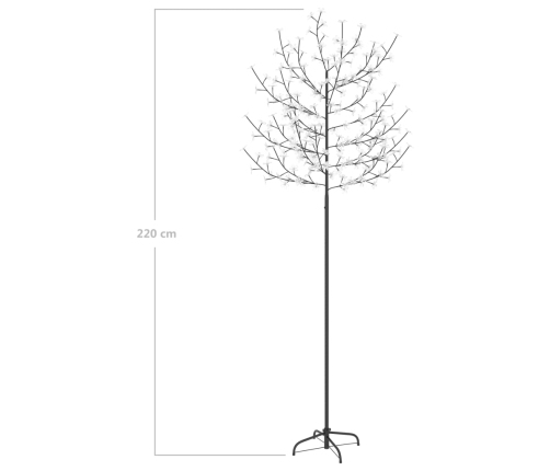 Árbol de Navidad 220 LEDs luz blanca cálida flores de cerezo 220 cm