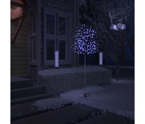 Árbol de Navidad 220 LEDs luz azul fría flores de cerezo 220 cm