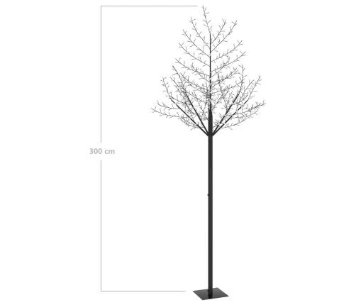 Árbol de Navidad 600 LEDs blanco frío flores de cerezo 300 cm