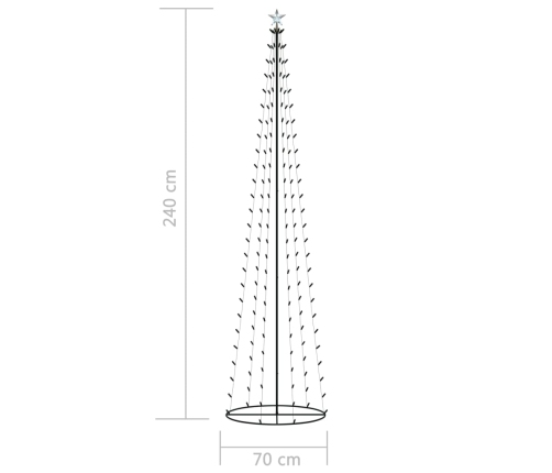 Árbol de Navidad forma de cono 136 LED blanco cálido 70x240 cm