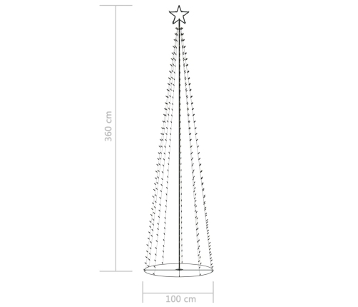 Árbol de Navidad forma de cono 400 LED blanco cálido 100x360 cm