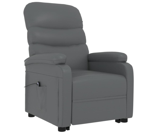 Sillón elevable de cuero sintético gris antracita