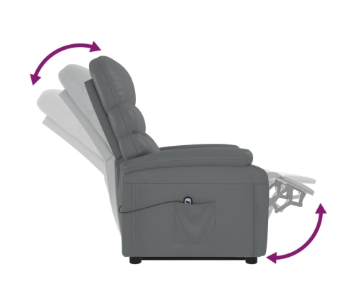 Sillón elevable de cuero sintético gris antracita