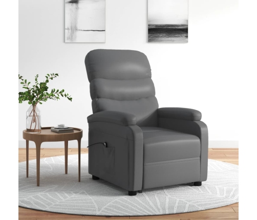 Sillón elevable de cuero sintético gris antracita