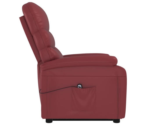 Sillón elevable cuero sintético rojo tinto