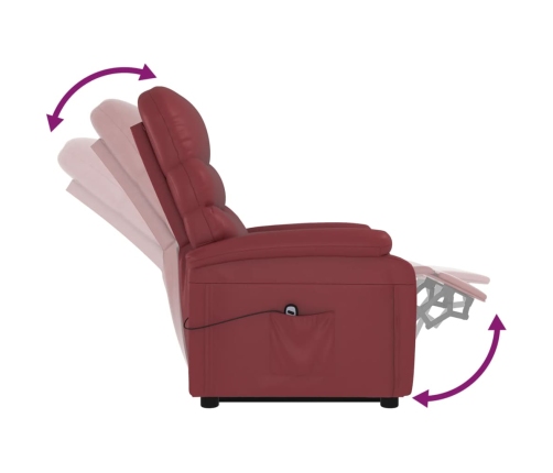 Sillón elevable cuero sintético rojo tinto