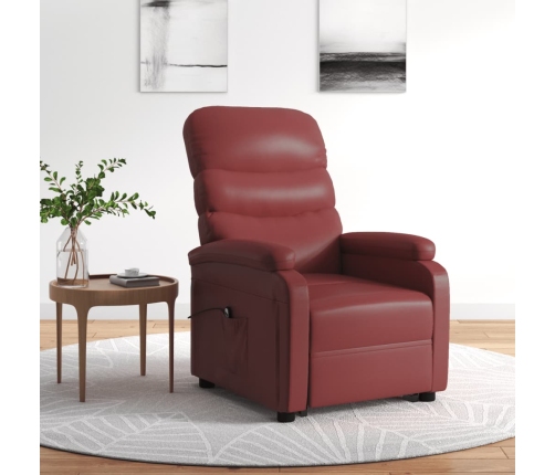 Sillón elevable cuero sintético rojo tinto