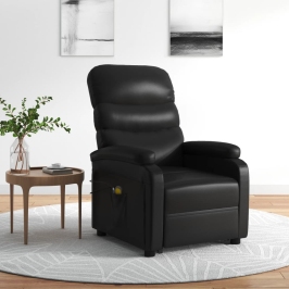 Sillón de masaje elevable cuero sintético negro