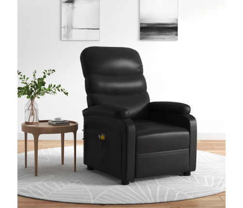 Sillón de masaje elevable cuero sintético negro