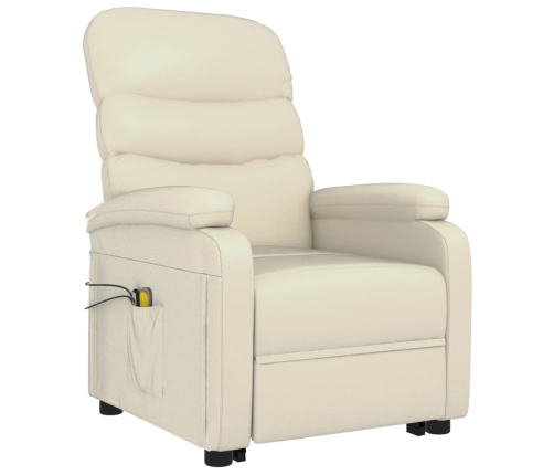 Sillón de masaje elevable cuero sintético blanco crema