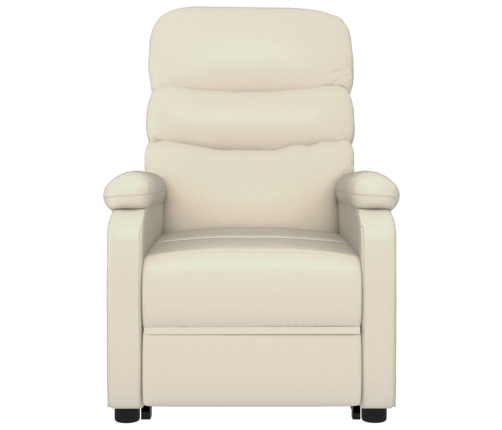 Sillón de masaje elevable cuero sintético blanco crema