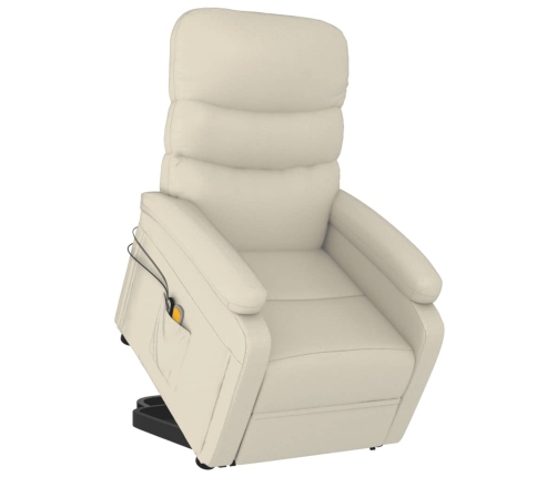 Sillón de masaje elevable cuero sintético blanco crema