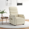 Sillón de masaje elevable cuero sintético blanco crema