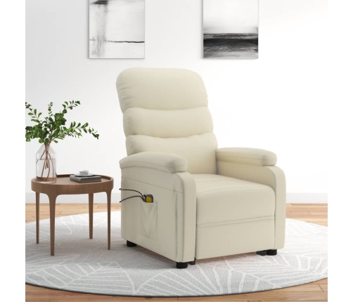 Sillón de masaje elevable cuero sintético blanco crema