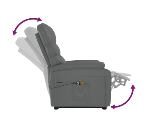 Sillón elevable de cuero sintético gris antracita