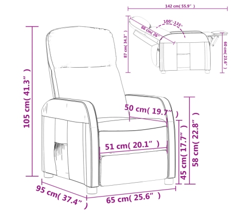 Sillón reclinable de cuero sintético negro