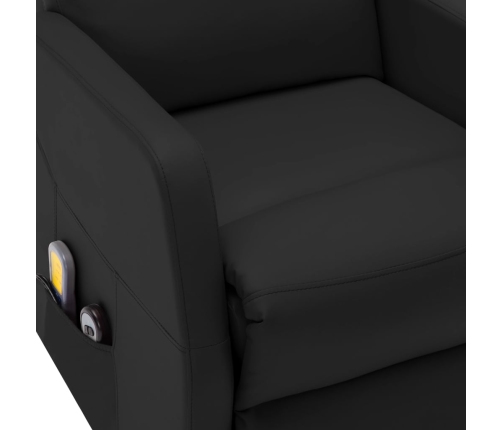 Sillón de masaje elevable cuero sintético negro