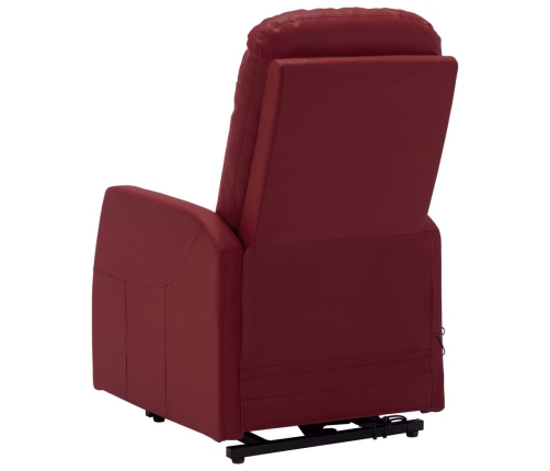 Sillón de masaje elevable cuero sintético rojo tinto