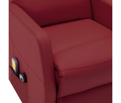 Sillón de masaje elevable cuero sintético rojo tinto