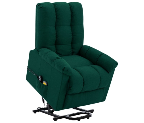 Sillón de masaje elevable tela verde oscuro