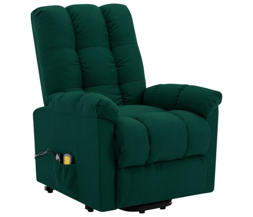 Sillón de masaje elevable tela verde oscuro