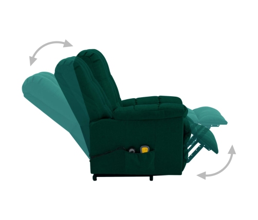 Sillón de masaje elevable tela verde oscuro