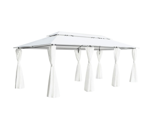 Cenador con cortinas 600x298x270 cm blanco 180g/m²