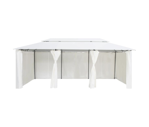 Cenador con cortinas 600x298x270 cm blanco 180g/m²