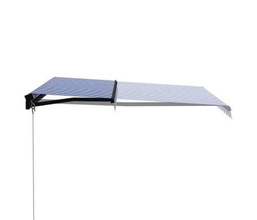 Toldo manual retráctil azul y blanco 300x250 cm