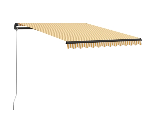 Toldo manual retráctil amarillo y blanco 300x250 cm