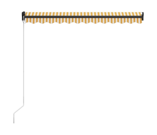 Toldo manual retráctil amarillo y blanco 300x250 cm