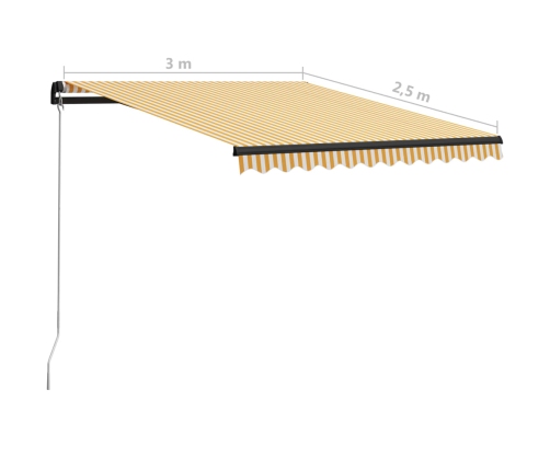 Toldo manual retráctil amarillo y blanco 300x250 cm