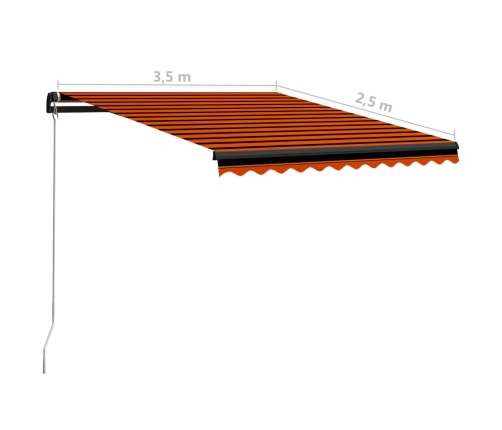 Toldo retráctil manual naranja y marrón 350x250 cm