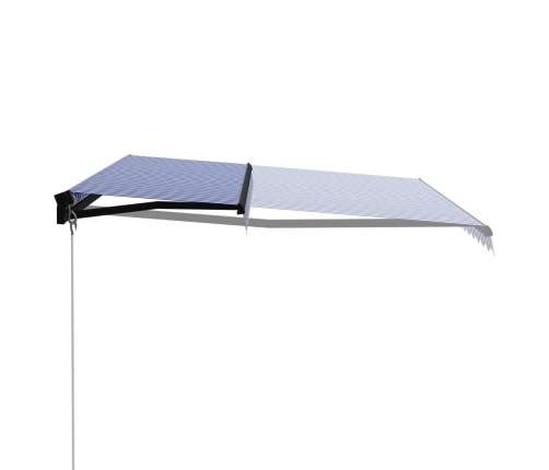 Toldo manual retráctil azul y blanco 400x300 cm