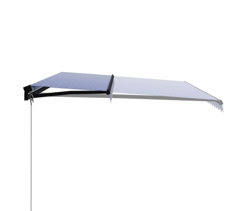 Toldo manual retráctil azul y blanco 500x300 cm