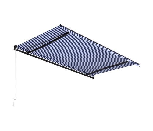 Toldo manual retráctil azul y blanco 500x300 cm