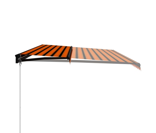 Toldo manual retráctil naranja y marrón 600x300 cm