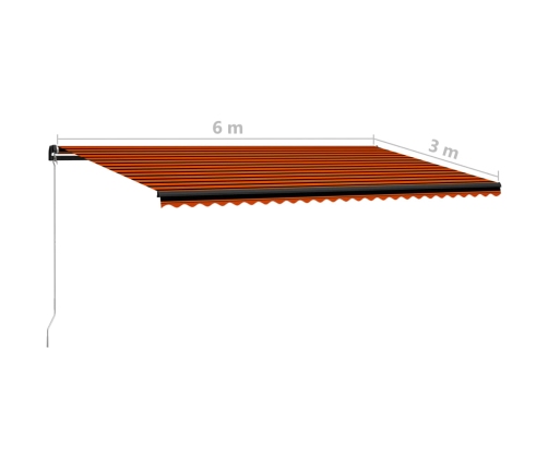 Toldo manual retráctil naranja y marrón 600x300 cm