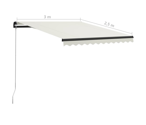 Toldo retráctil manual con LED crema 300x250 cm