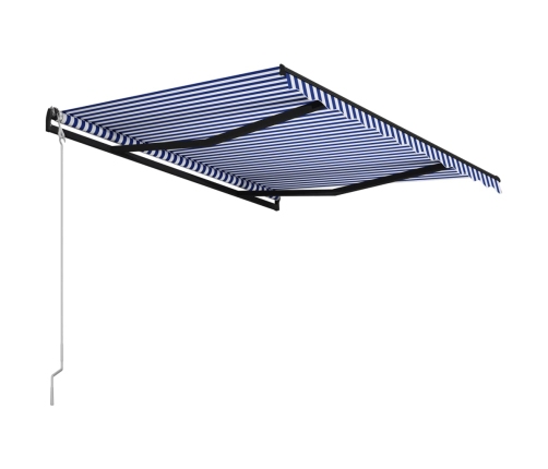 Toldo automático retráctil azul y blanco 300x250 cm