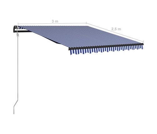 Toldo automático retráctil azul y blanco 300x250 cm