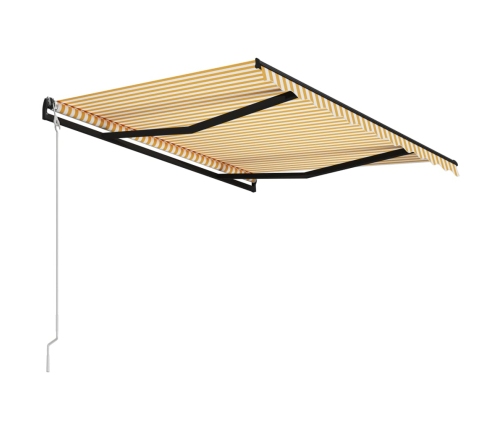 Toldo automático retráctil amarillo y blanco 300x250 cm