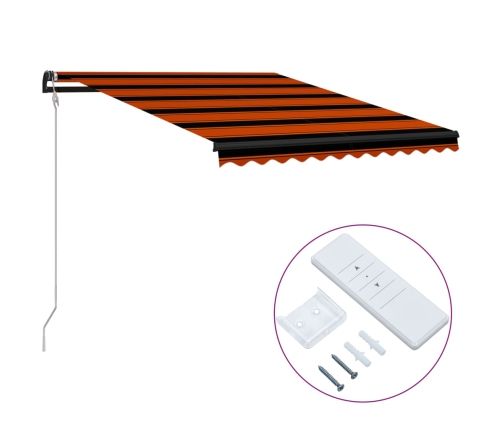 Toldo automático retráctil naranja y marrón 300x250 cm