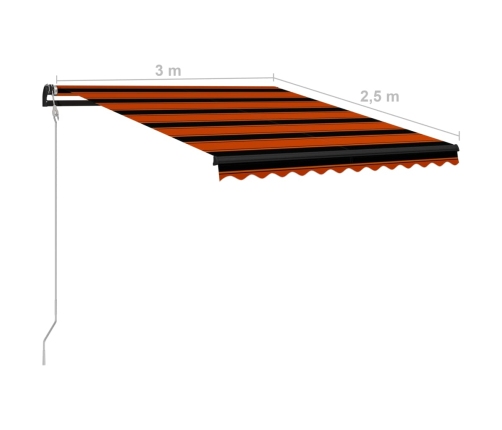 Toldo automático retráctil naranja y marrón 300x250 cm