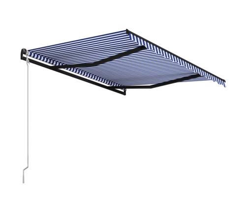 Toldo automático retráctil azul y blanco 350x250 cm