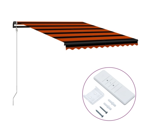 Toldo retráctil automático naranja y marrón 350x250 cm